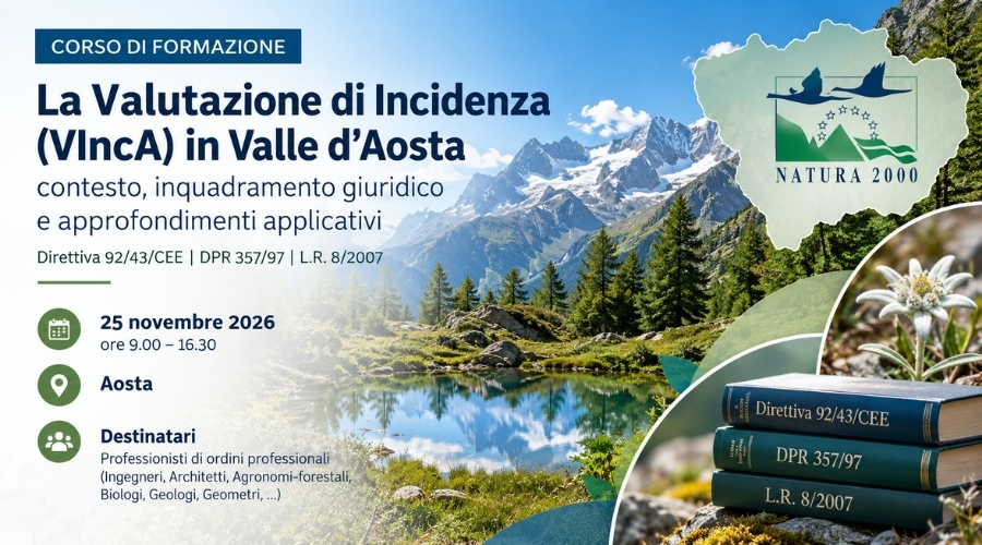 Valutazione di Incidenza (VIncA): ad Aosta un corso di formazione per i professionisti