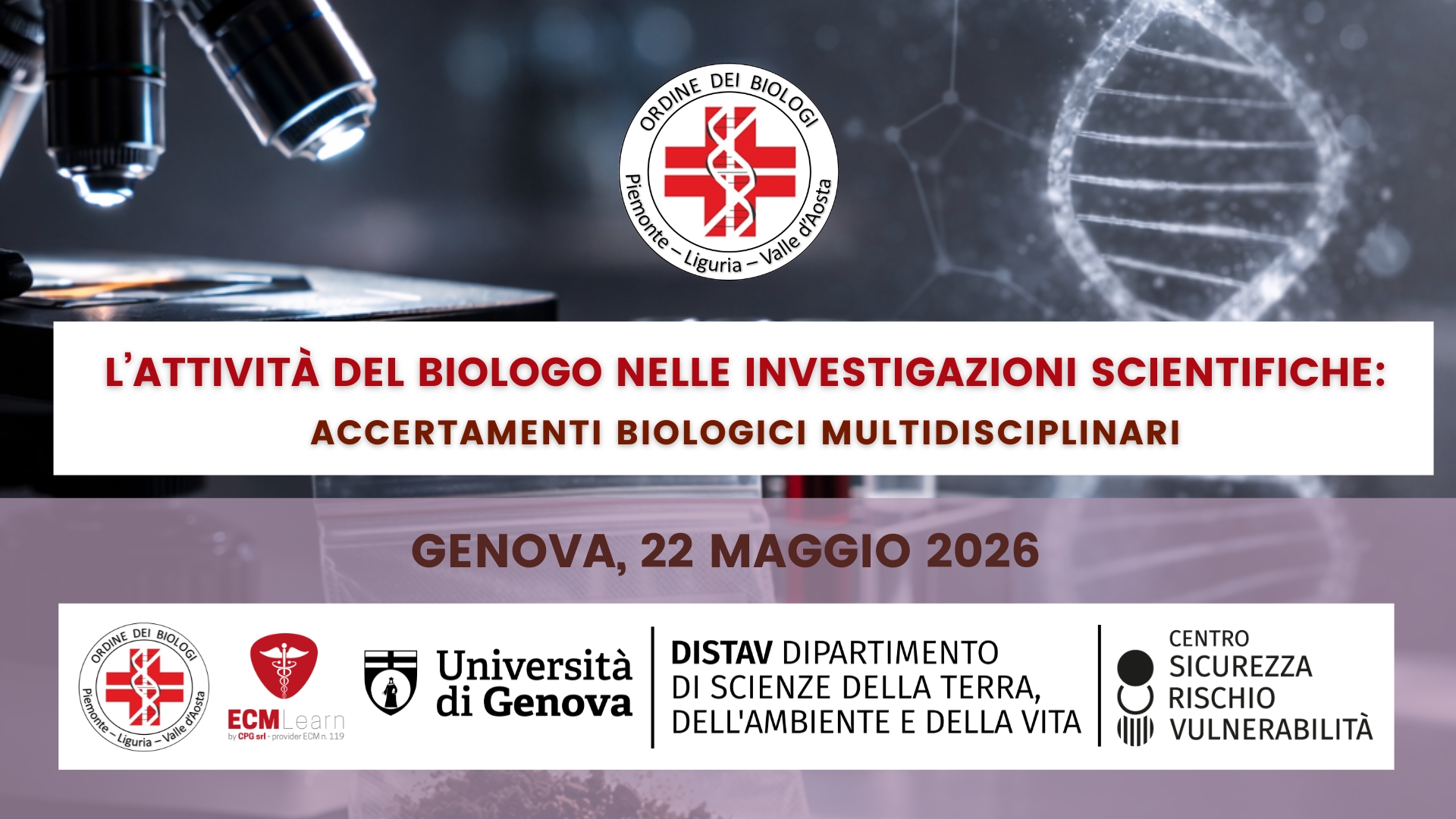 Clicca per accedere all'articolo Save the Date: in arrivo il convegno ECM dell'Ordine sulla Biologia Forense, a Genova