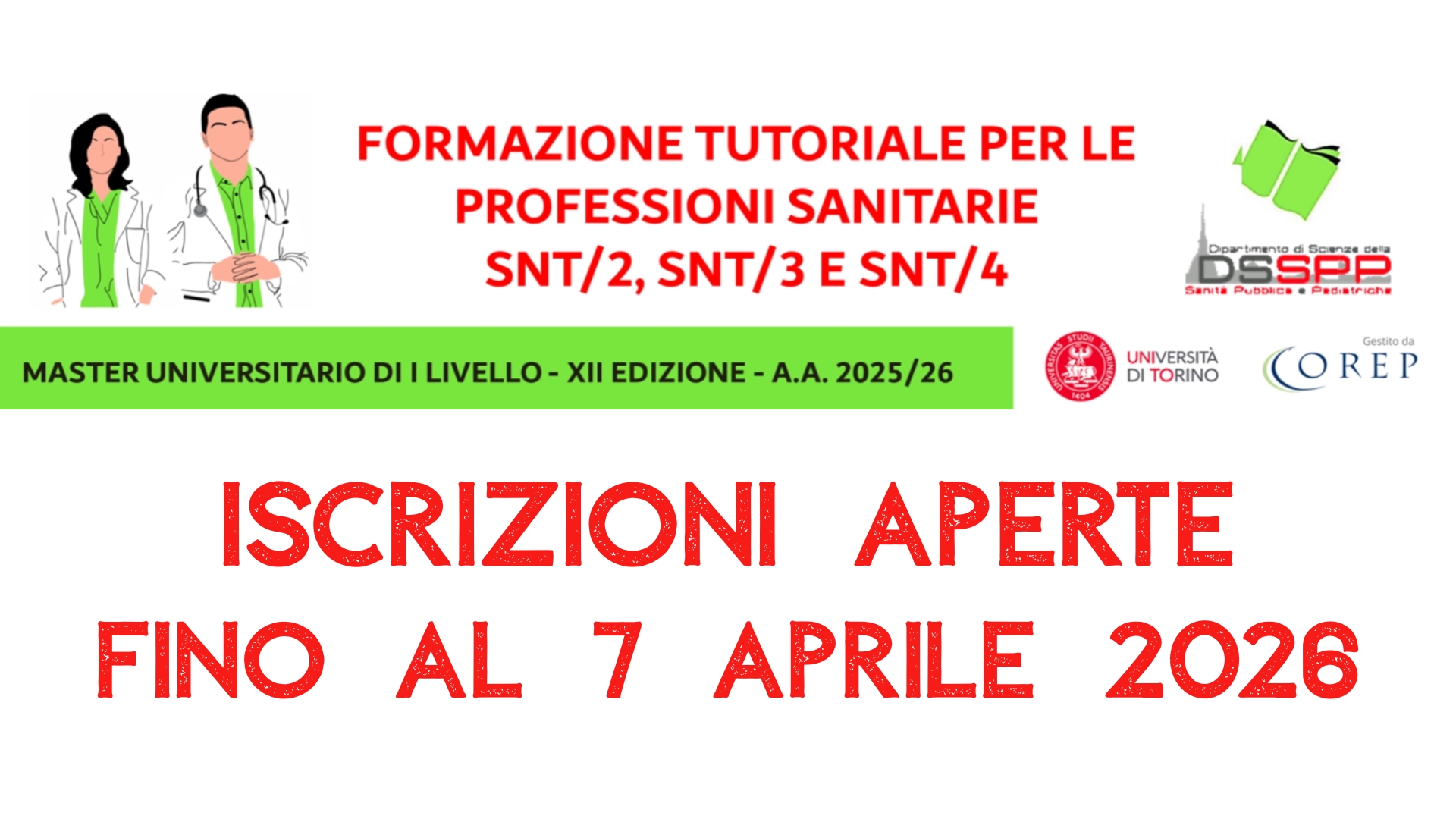 Clicca per accedere all'articolo Aperte le iscrizioni al Master in Formazione Tutoriale delle Professioni Sanitarie SNT/2, SNT/3, SNT/4